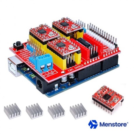 CNC Shield V3.0 Expansion Board with Arduino Uno + 4Pcs A4988 Stepper Motor Drivers