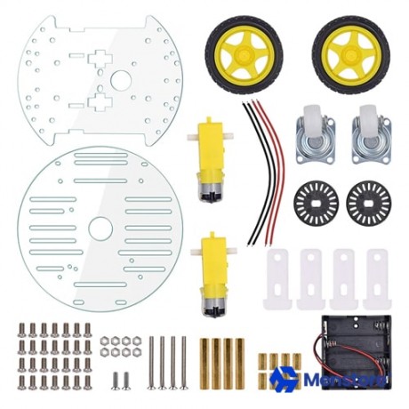 Bluetooth Controlled 2WD Round Double-Deck Smart Robot Car Kit - Pack B