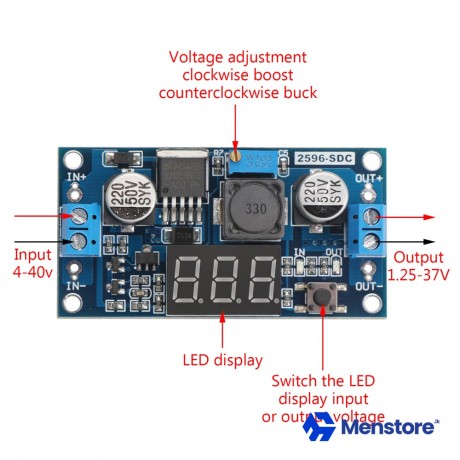 LM2596 3A DC-DC Step Down Buck Converter Module With Display